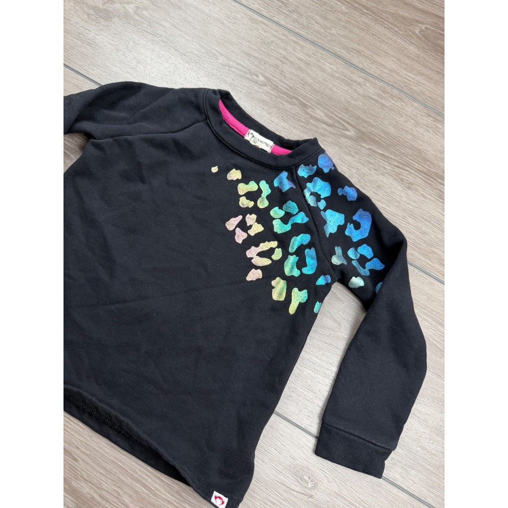 Appaman Girls Sweatshirt Iridescent Leopard Print Black Size 5